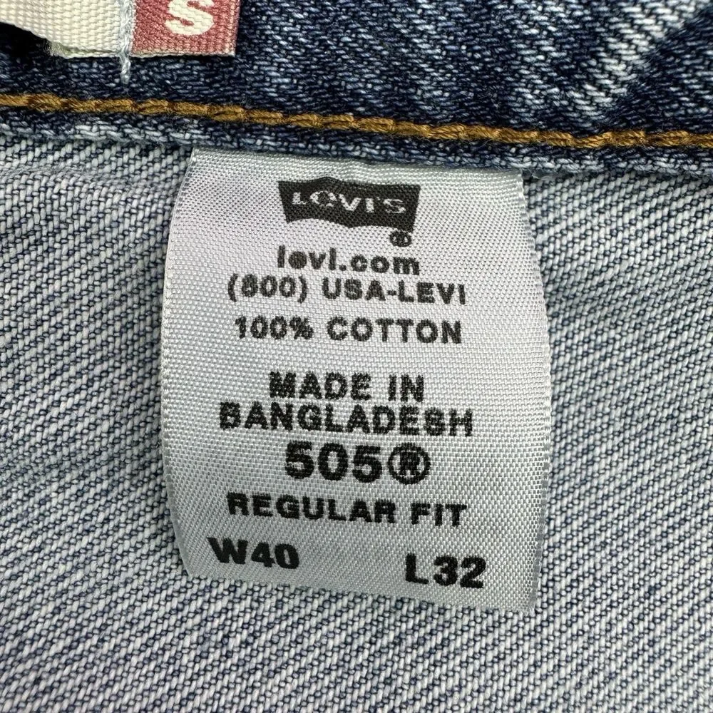 Levi’s 505 Regular Fit Jeans Mens 40x32 Blue Straight Leg Classic Mid Rise Denim